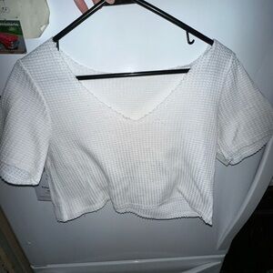 Elegant White Textured Crop Top